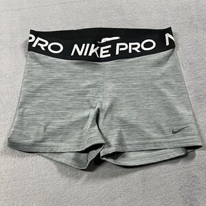 Nike Pro Shorts Womens L Gray 3" Compression Shorties Dri Fit Gym Training